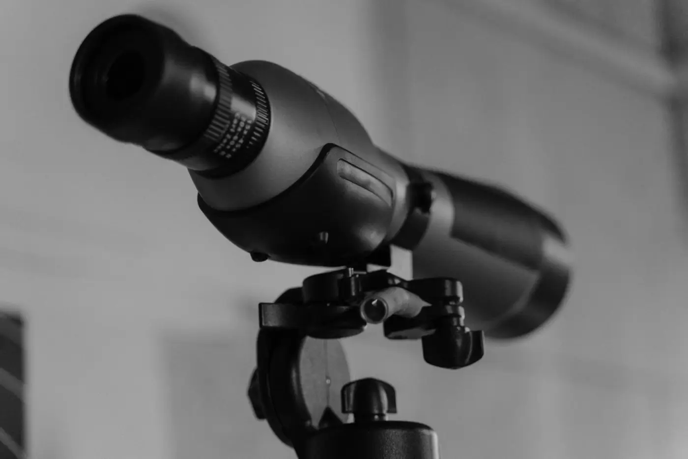 A spotting scope pointed at a distant view